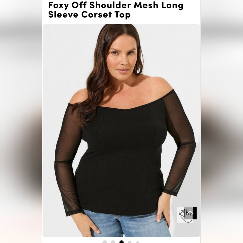 New Torrid Foxy Off the Shoulder Mesh Long Sleeve Corset Top 5x, new with tags - Picture 5 of 14